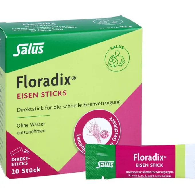 FLORADIX Eisen Sticks Pulver Salus 20 Stück