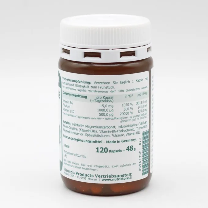 FOLSÄURE+B12+B6 Kapseln 120 Stück