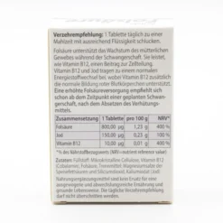 FOLSÄURE 800 Plus B12+Jod Tabletten 120 Stück
