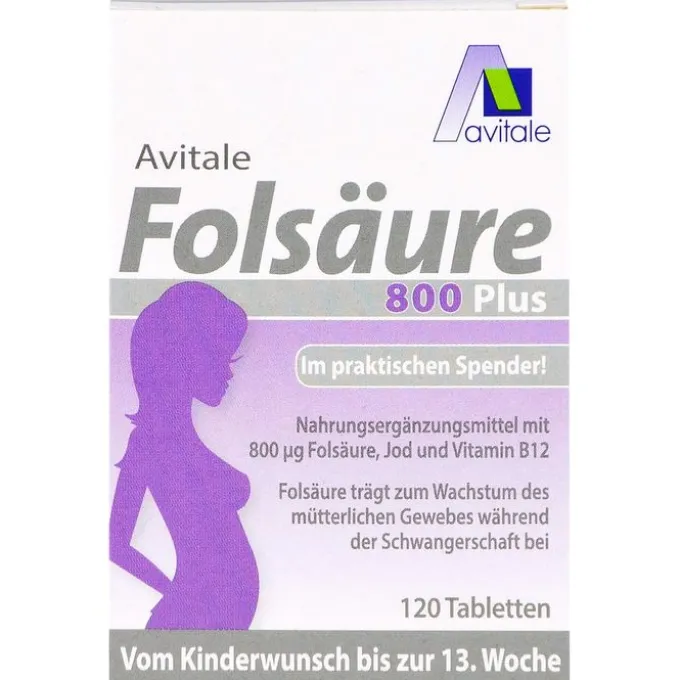 FOLSÄURE 800 Plus B12+Jod Tabletten 120 Stück