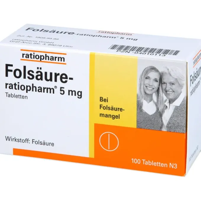 FOLSÄURE-RATIOPHARM 5 mg Tabletten 100 St