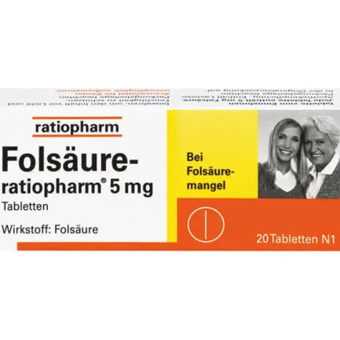 FOLSÄURE-RATIOPHARM 5 mg Tabletten 20 St