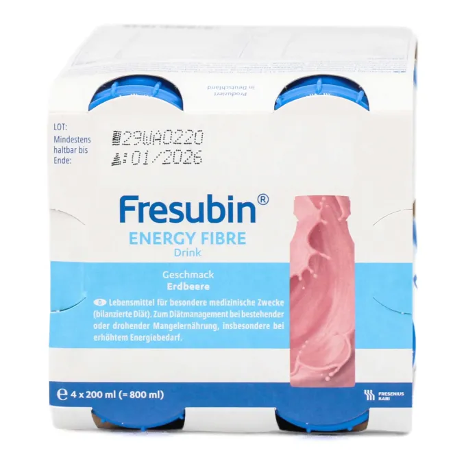 FRESUBIN ENERGY Fibre DRINK Erdbeere Trinkflasche 4 Stück