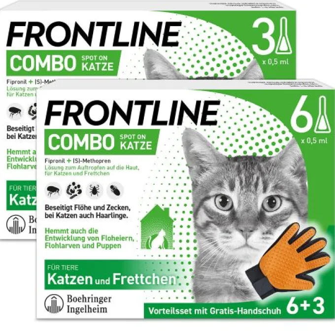 FRONTLINE COMBO® 6St + 3St mit gratis Fellpflegehandschuh 6St + 3St