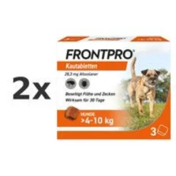 FRONTPRO® Kautablette gegen Zecken und Flöhe für Hunde >4-10kg 2x 3 St