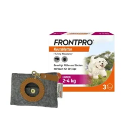 FRONTPRO 11 mg Kautabletten f.Hunde 2-4 kg + Kotbeutel 1x 3St + 1x 1St