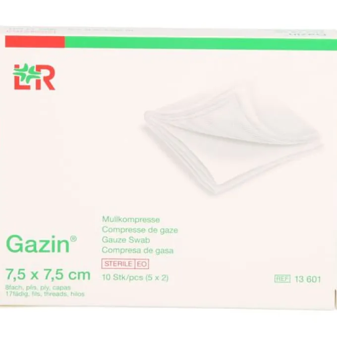 GAZIN Mullkomp.7,5x7,5 cm steril 8fach 5X2 St