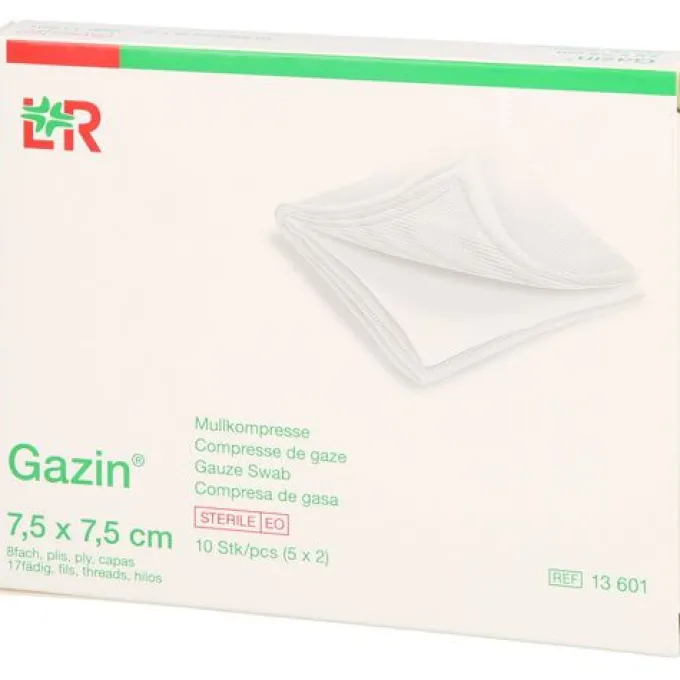 GAZIN Mullkomp.7,5x7,5 cm steril 8fach 5X2 St