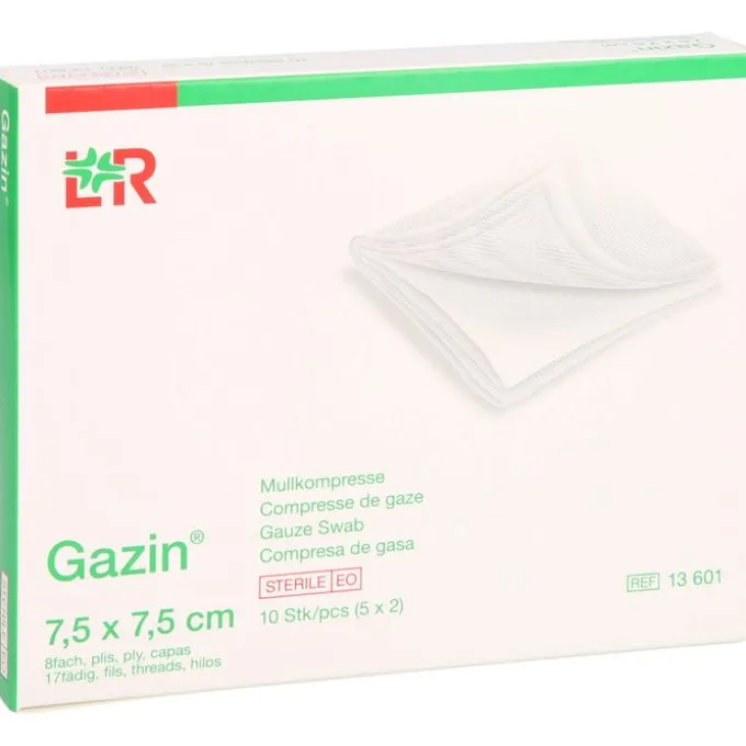 GAZIN Mullkomp.7,5x7,5 cm steril 8fach 5X2 St