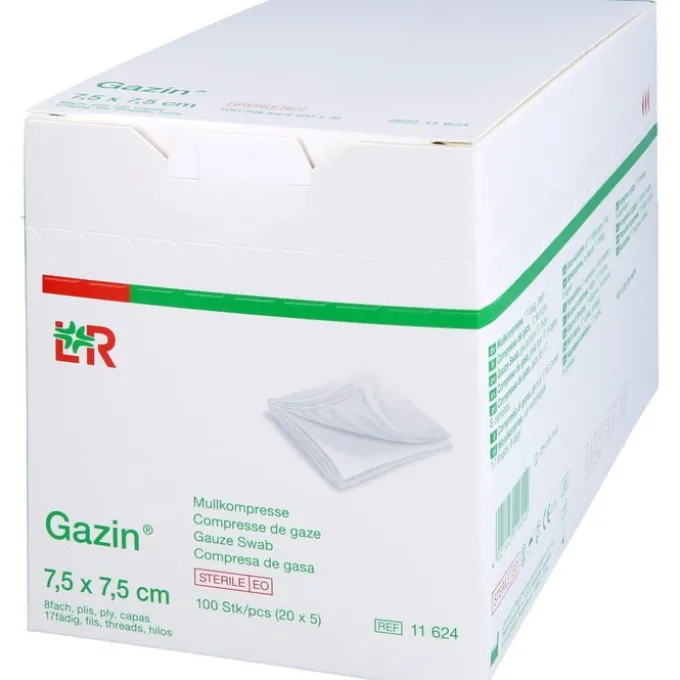 GAZIN Mullkomp.7,5x7,5 cm steril 8fach 20X5 St