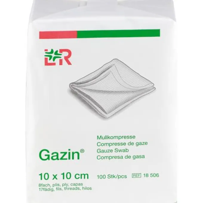 GAZIN Mullkomp.10x10 cm unsteril 8fach Op 100 St