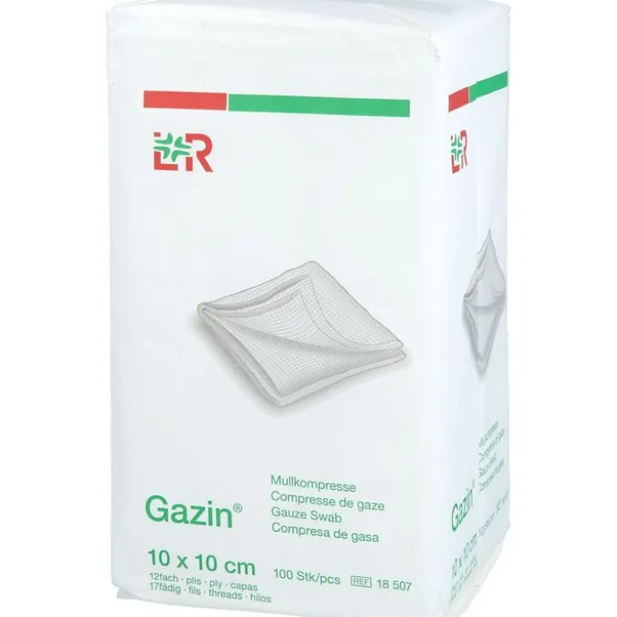 GAZIN Mullkomp.10x10 cm unsteril 12fach Op 100 St