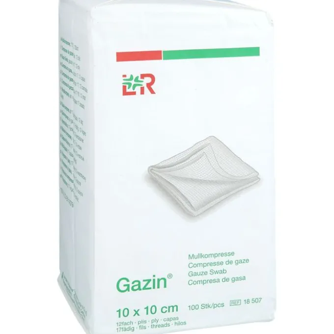 GAZIN Mullkomp.10x10 cm unsteril 12fach Op 100 St