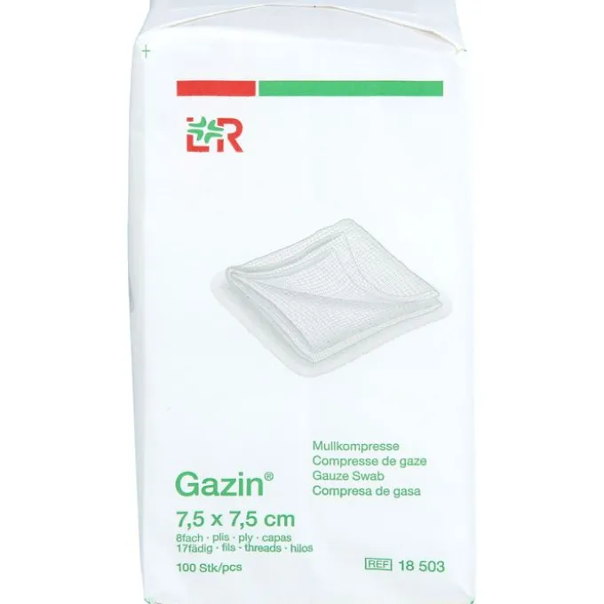 GAZIN Mullkomp.7,5x7,5 cm unsteril 8fach Op 100 St
