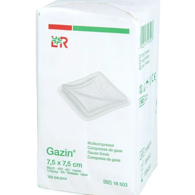 GAZIN Mullkomp.7,5x7,5 cm unsteril 8fach Op 100 St