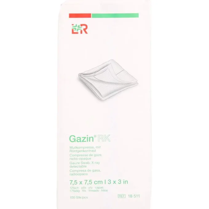 GAZIN Mullkomp.7,5x7,5 cm unsteril 12fach RK 100 St