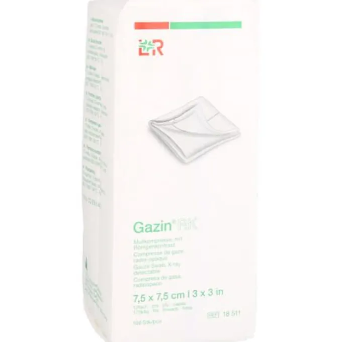 GAZIN Mullkomp.7,5x7,5 cm unsteril 12fach RK 100 St