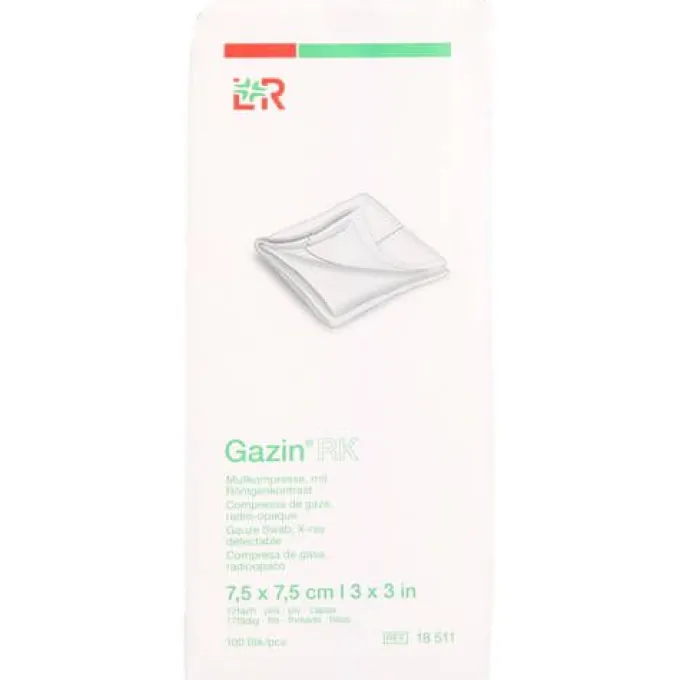GAZIN Mullkomp.7,5x7,5 cm unsteril 12fach RK 100 St