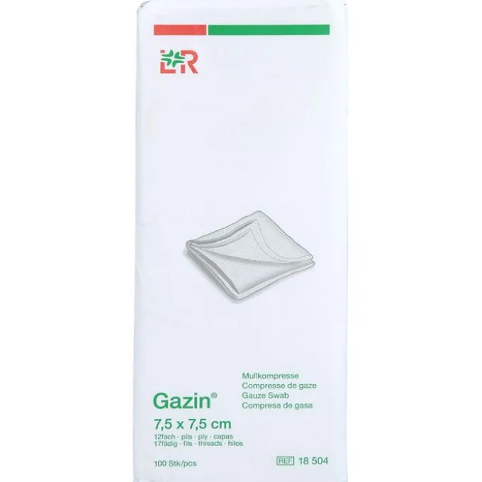 GAZIN Mullkomp.7,5x7,5 cm unsteril 12fach Op 100 St