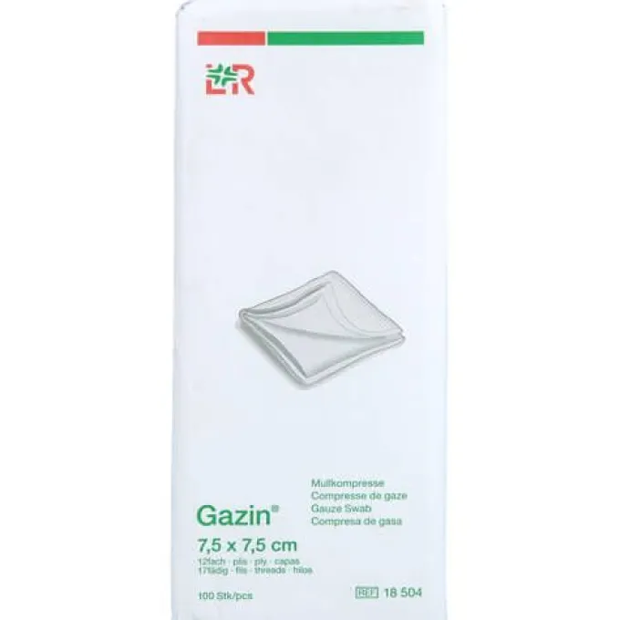 GAZIN Mullkomp.7,5x7,5 cm unsteril 12fach Op 100 St
