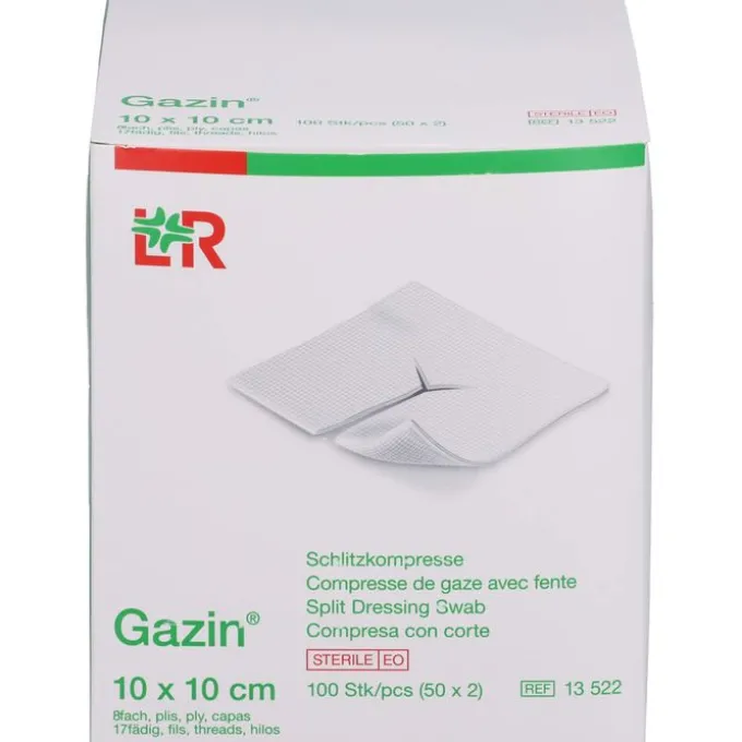 GAZIN Schlitzkompressen 10x10 cm steril 8fach 50X2 St