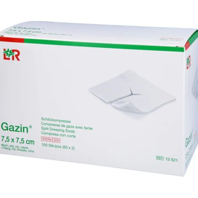 GAZIN Schlitzkompressen 7,5x7,5 cm steril 8fach 50X2 St