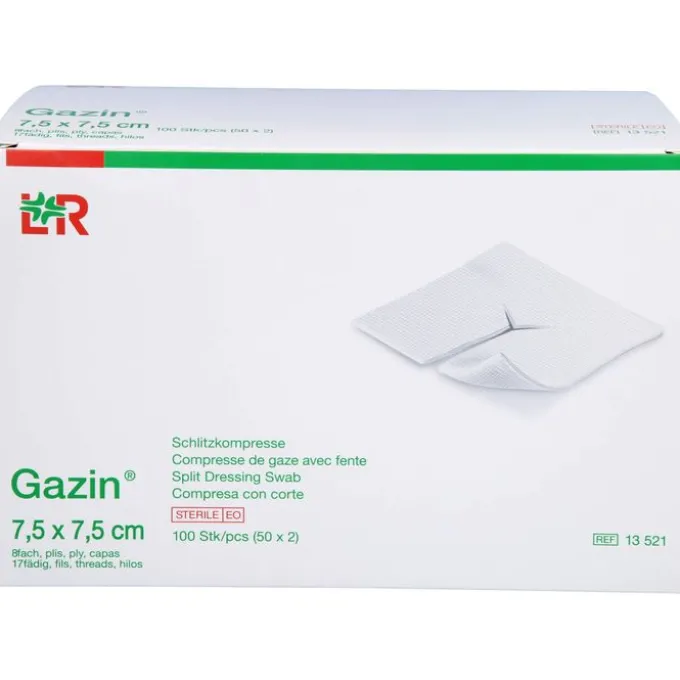 GAZIN Schlitzkompressen 7,5x7,5 cm steril 8fach 50X2 St