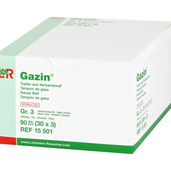 GAZIN Tupfer pflaumengroß steril Gr.3 20fädig 30X3 St