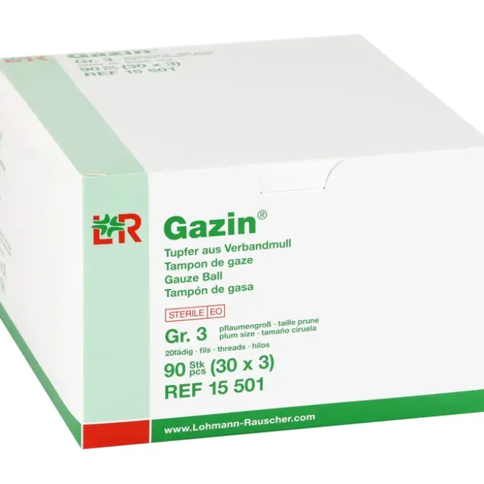 GAZIN Tupfer pflaumengroß steril Gr.3 20fädig 30X3 St