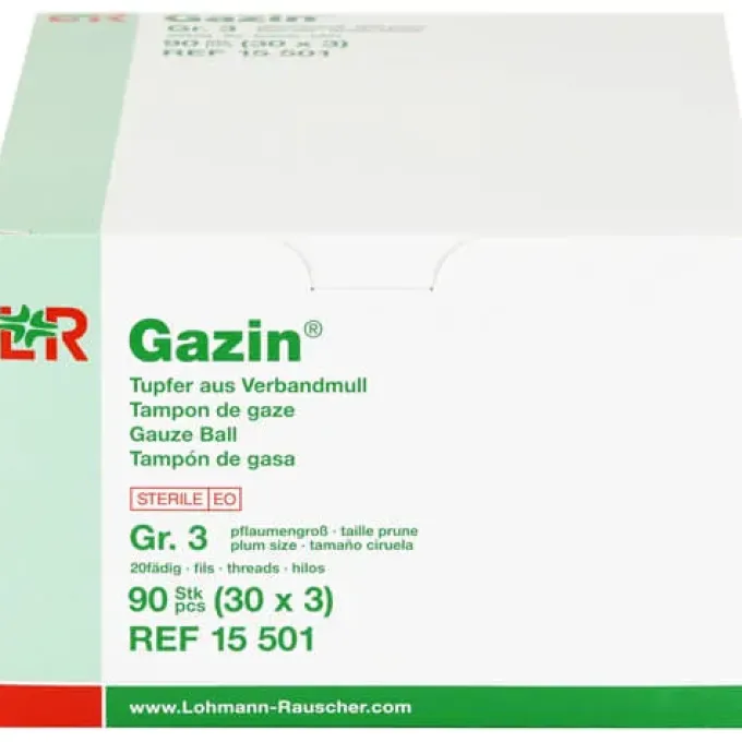 GAZIN Tupfer pflaumengroß steril Gr.3 20fädig 30X3 St