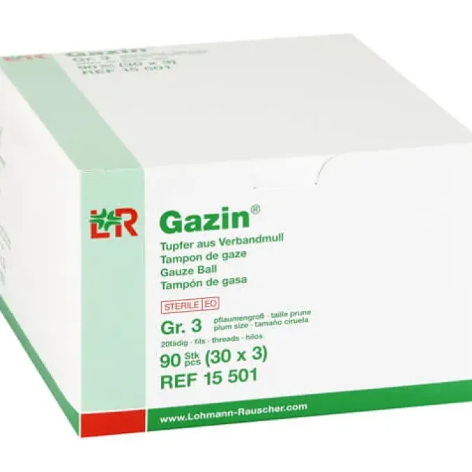 GAZIN Tupfer pflaumengroß steril Gr.3 20fädig 30X3 St