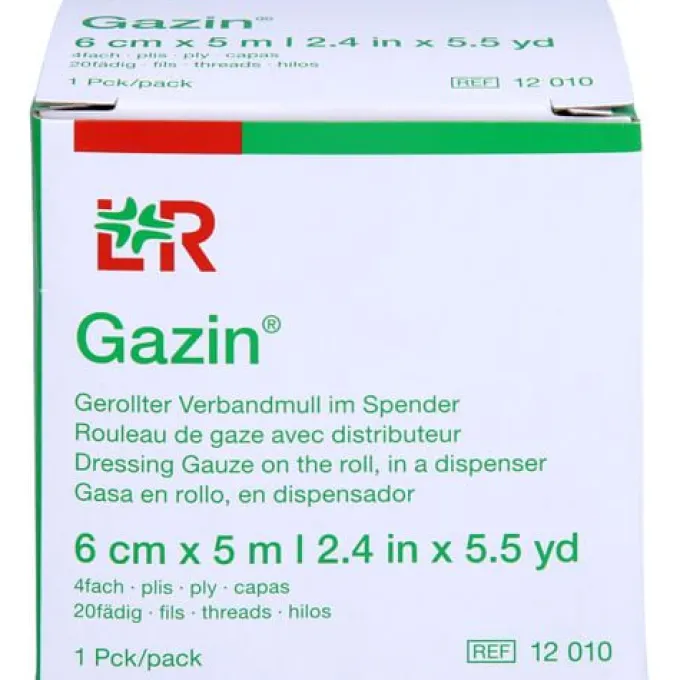 GAZIN Verbandmull 6 cmx5 m 4fach gerollt 1 St