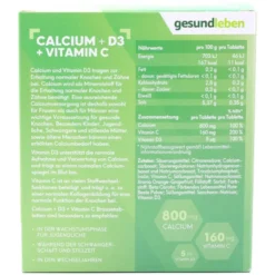 GESUND LEBEN Calcium 800 mg+D3+Vitamin C Br.-Tabl. 30 Stück