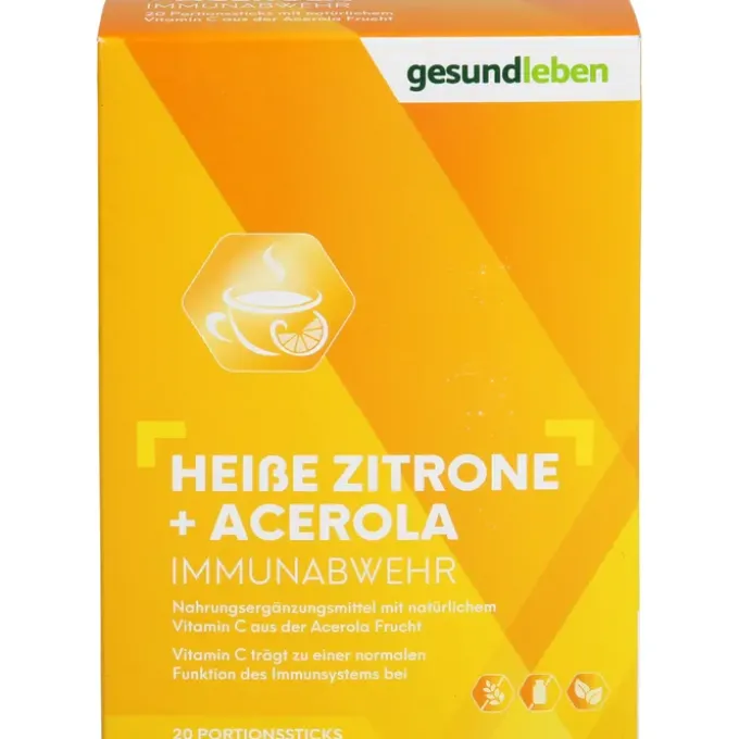 GESUND LEBEN heiße Zitrone+Acerola Pulver 20 Stück
