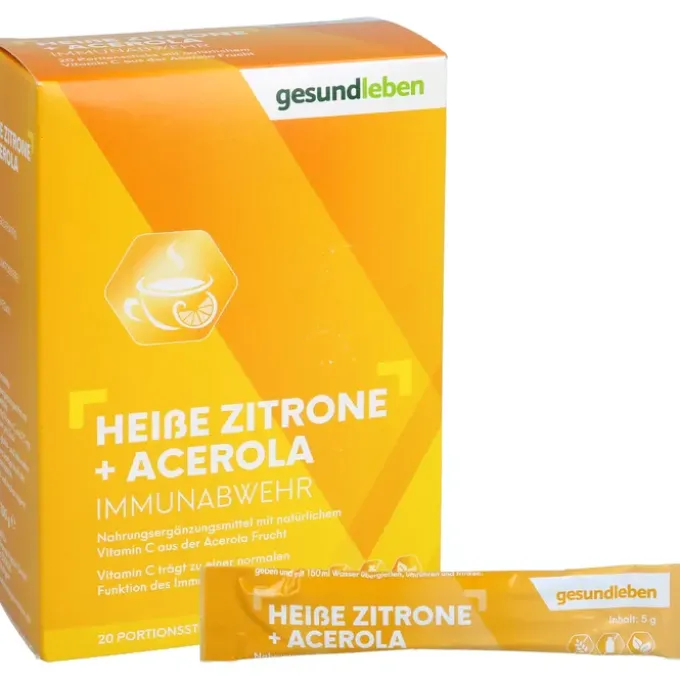 GESUND LEBEN heiße Zitrone+Acerola Pulver 20 Stück