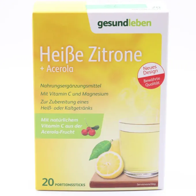 GESUND LEBEN heiße Zitrone+Acerola Pulver 20 Stück