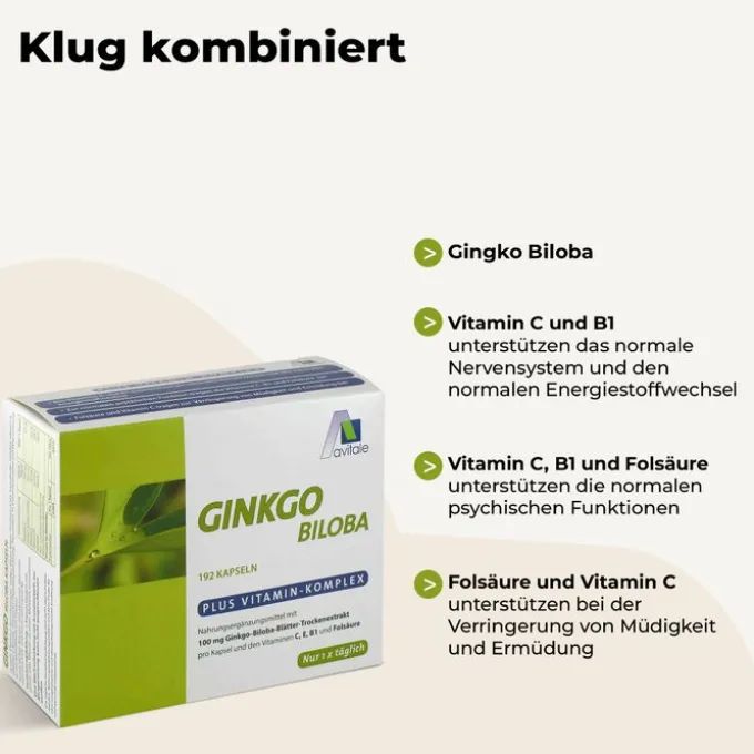 GINKGO 100 mg Kapseln+B1+C+E 192 Stück