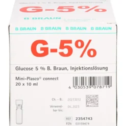 GLUCOSE 5% B.Braun Mini Plasco connect Inj.-Lsg. 20X10 ml