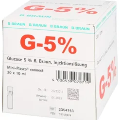 GLUCOSE 5% B.Braun Mini Plasco connect Inj.-Lsg. 20X10 ml