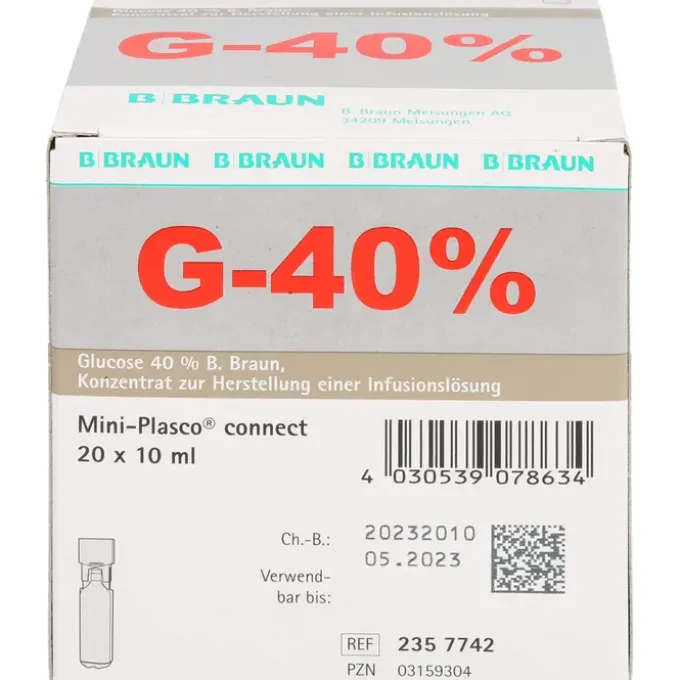 GLUCOSE 40% B.Braun Mini Plasco connect Inf.-L.-K. 20X10 ml