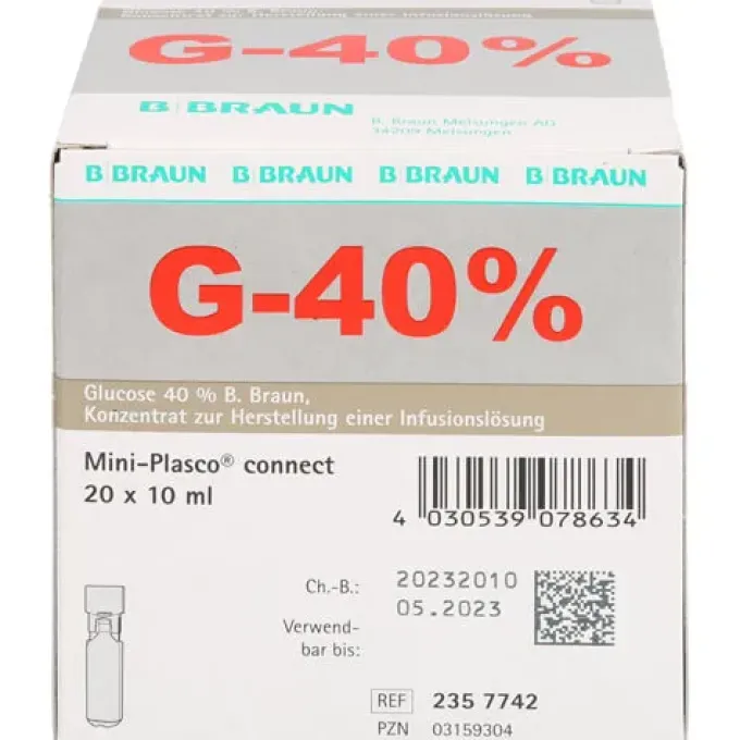GLUCOSE 40% B.Braun Mini Plasco connect Inf.-L.-K. 20X10 ml