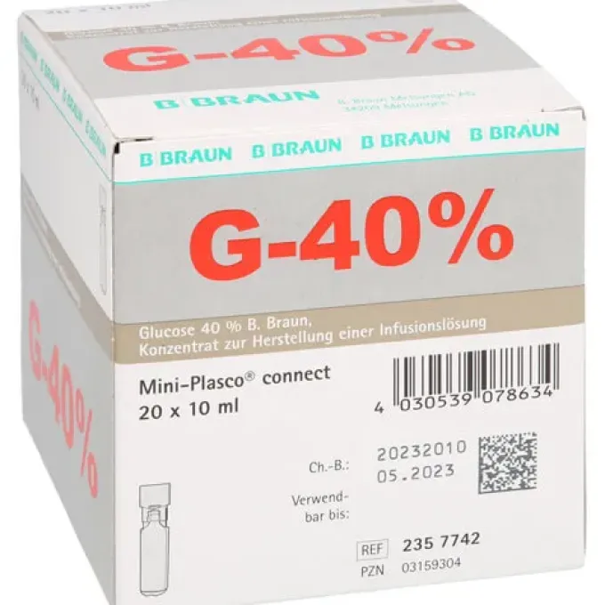 GLUCOSE 40% B.Braun Mini Plasco connect Inf.-L.-K. 20X10 ml