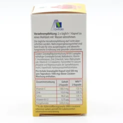 GRANATAPFEL 500 mg plus Vit.C+B12+Zink+Selen Kaps. 60 Stück