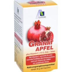 GRANATAPFEL 500 mg plus Vit.C+B12+Zink+Selen Kaps. 60 Stück