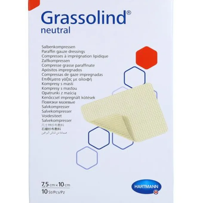 GRASSOLIND Salbenkompressen 7,5x10 cm steril 10 St