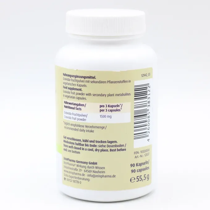 GRAVIOLA KAPSELN 500 mg/Kap.reines Blattpulv.Peru 90 Stück