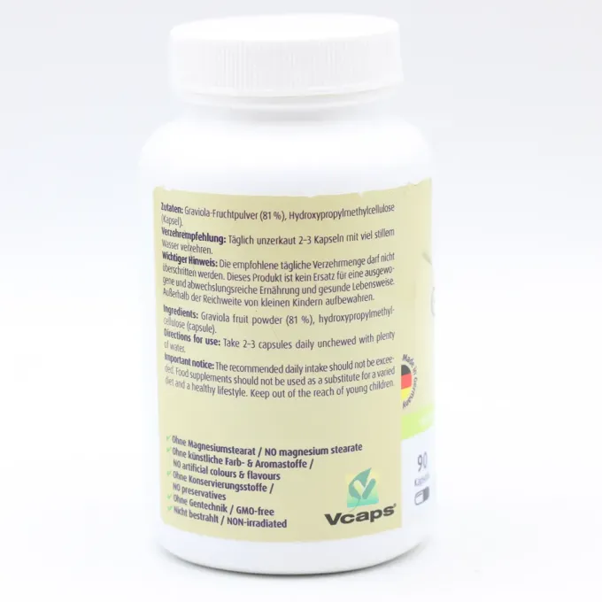 GRAVIOLA KAPSELN 500 mg/Kap.reines Blattpulv.Peru 90 Stück