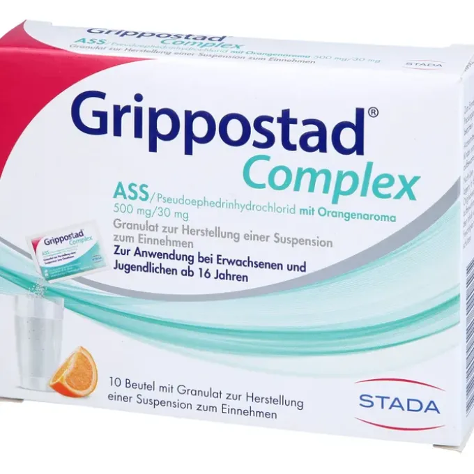 GRIPPOSTAD Complex ASS/Pseudoeph.500/30 mg Orange 10 St