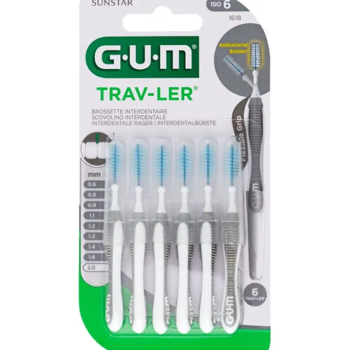 GUM TRAV-LER 2,0mm Kerze grau Interdental+6Kappen 6 St