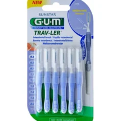 GUM TRAV-LER 0,6mm Kerze hellblau Interdentalbür. 6 St